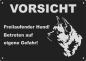 Preview: Aluminium Warnschild American Akita VORSICHT Freilaufender Hund! Betreten auf eigene Gefahr!